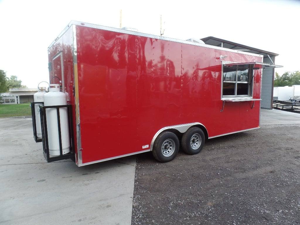 8.5′ x 20′ Red Concession Food Trailer With Appliances