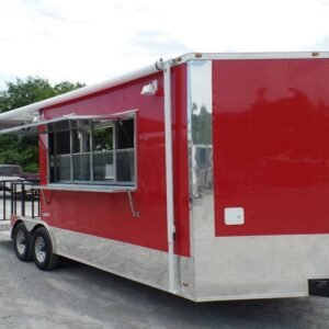 8.5 x 22 Victory Red Trailer with 8-foot window and full-length awning - view 11
