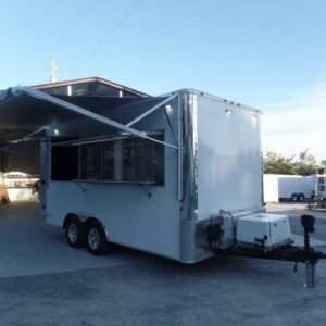 8.5' x 16' White Snow Cone Concession Food Trailer