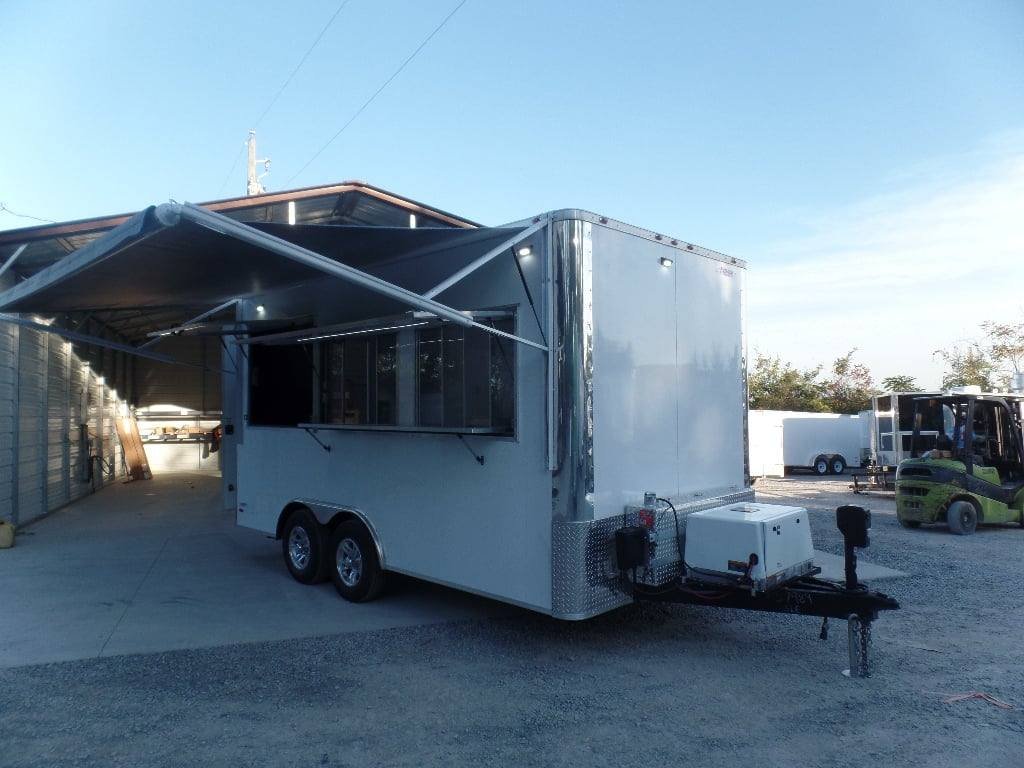 8.5′ x 16′ White Snow Cone Concession Food Trailer