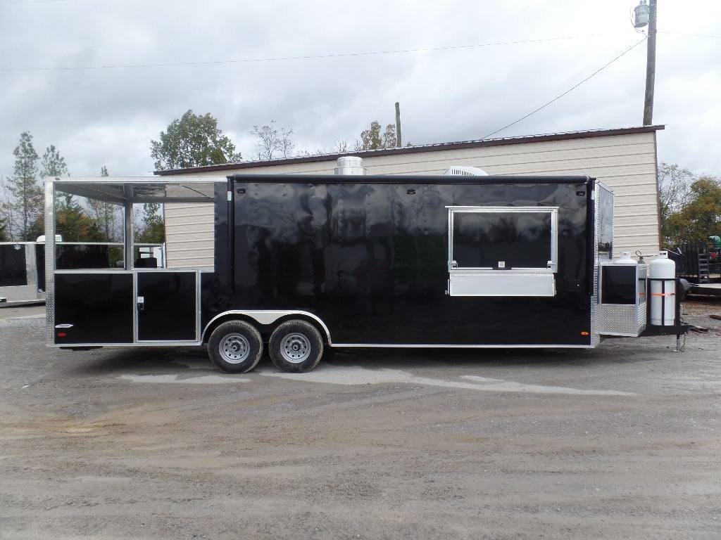 8.5′ x 26′ Black Porch Style Concession Food Trailer With Appliances — photo 4