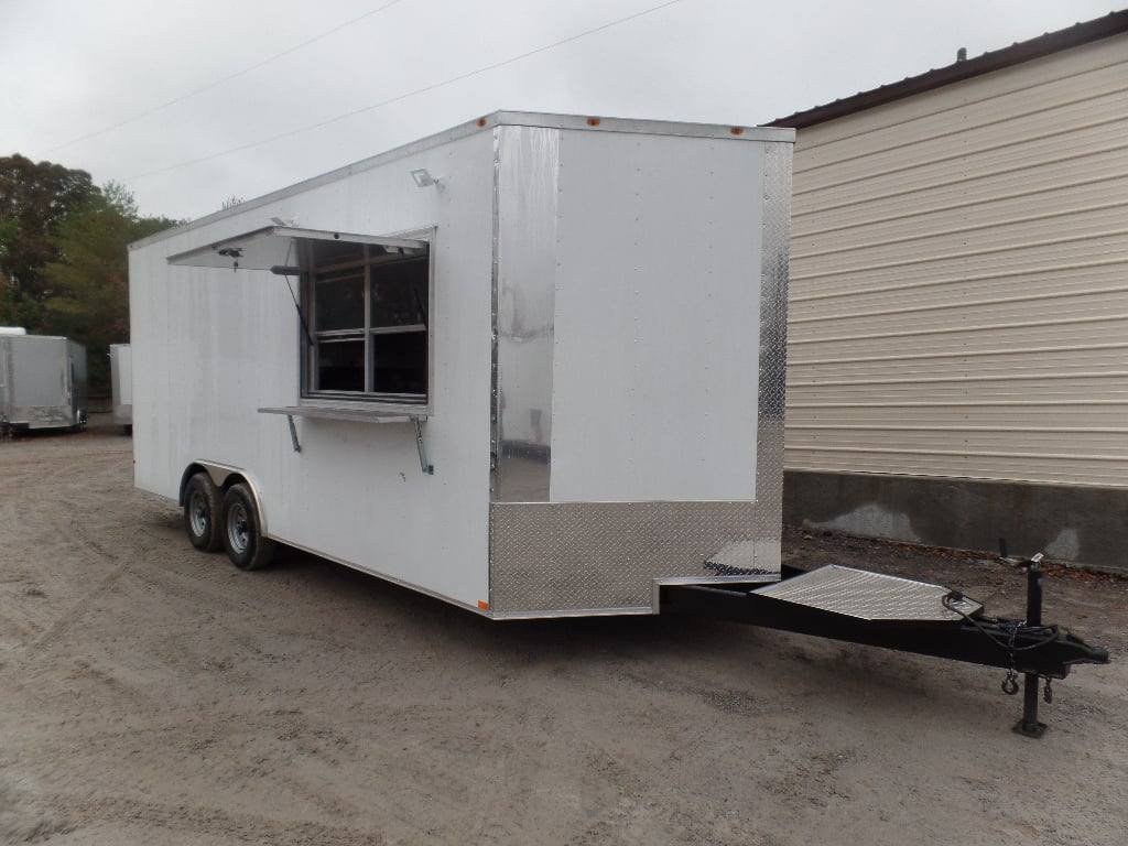 8.5′ x 20′ White Event Food Catering Concession Trailer With Appliances