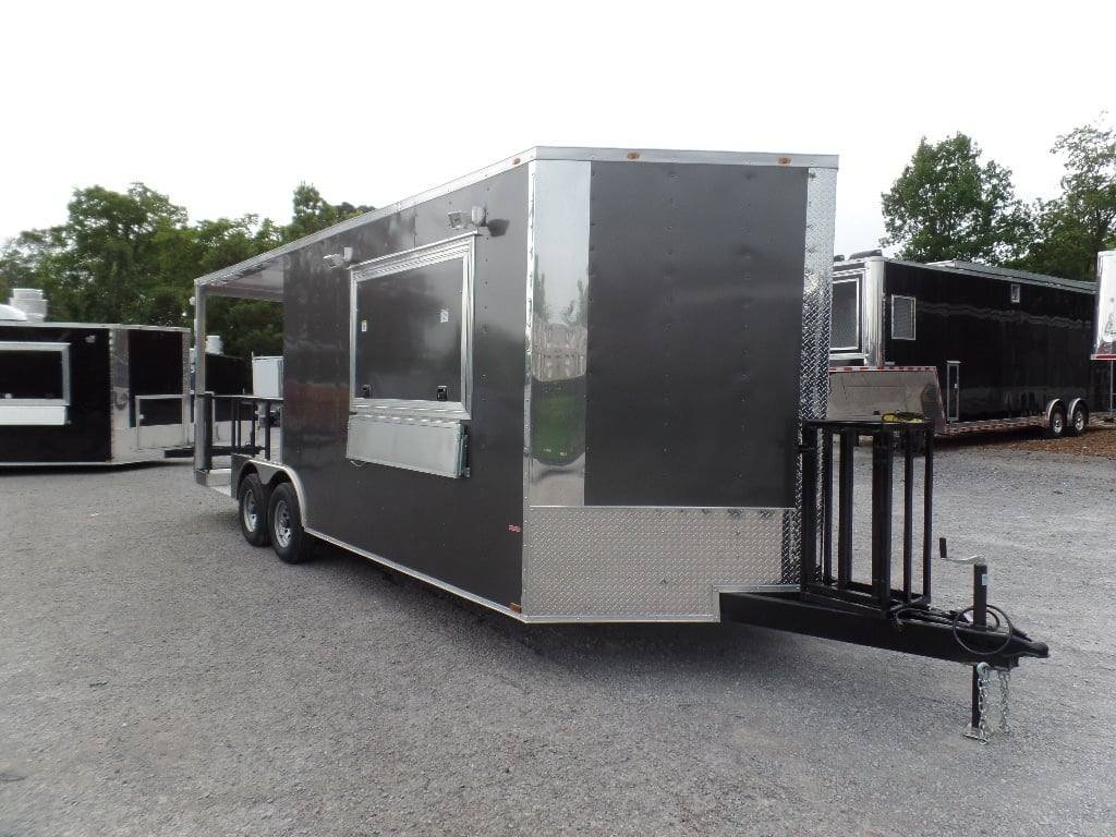 8.5′ x 22′ Concession Trailer Charcoal Grey BBQ Food — photo 8