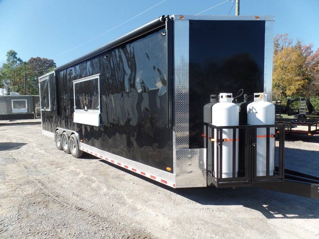 8.5′ x 30′ Black Pizza Concession Trailer With Appliances — photo 4