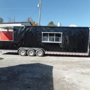 8.5' x 30' Black Pizza Concession Trailer With Appliances