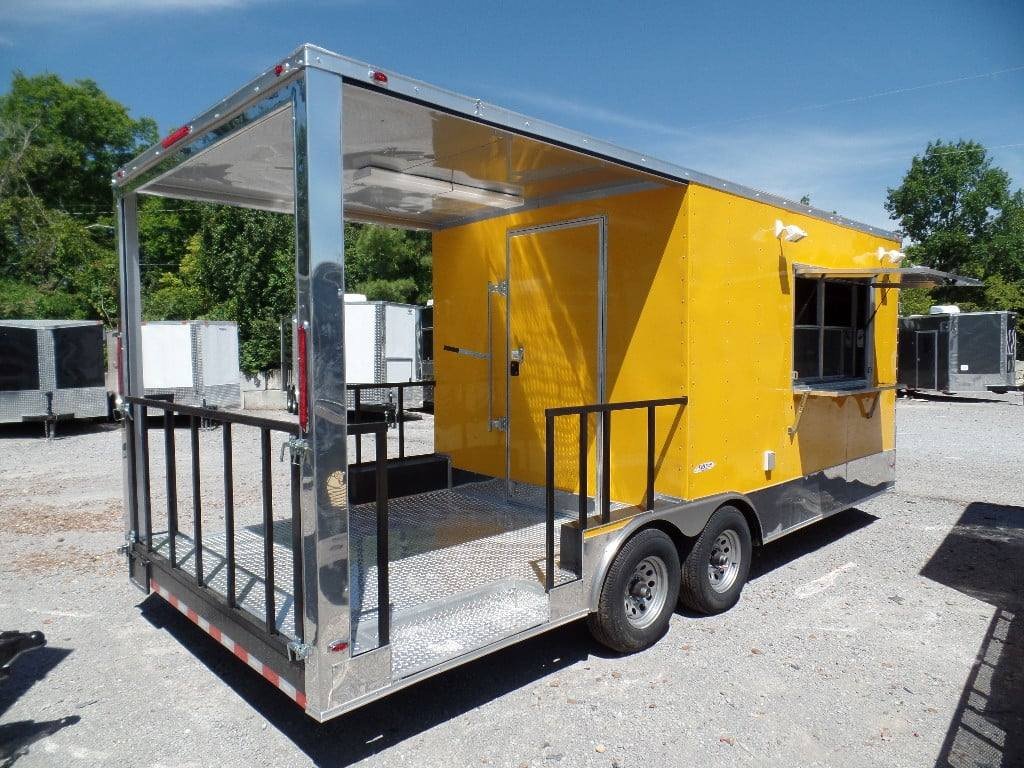 8.5′ x 20′ Concession BBQ Food Trailer Yellow Event Catering — photo 5