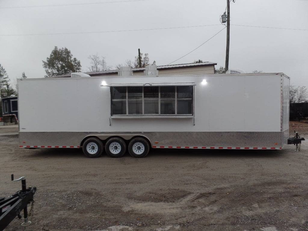 8.5′ x 32′ White Food Concession Trailer With Appliances