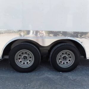 8.5 x 14 white concession trailer with dual 5-foot windows - view 8