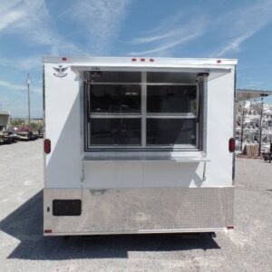 8.5 x 14 white concession trailer with dual 5-foot windows - view 15