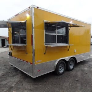 8.5' x 16' Yellow Concession Food Trailer With Appliances