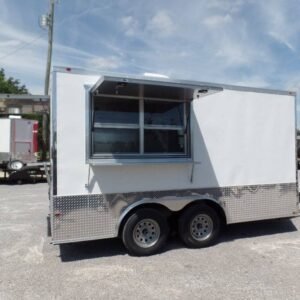 8.5 x 14 white concession trailer with dual 5-foot windows - view 12