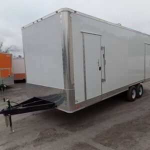 White 8.5' x 24' Deckover Concession Food Wash Trailer