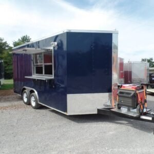 8.5 x 16 indigo blue trailer with sleek concession exterior - view 7