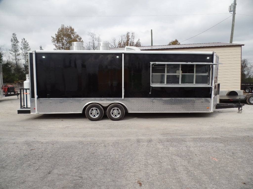 8.5′ x 24′ Black Concession Food Trailer With Appliances