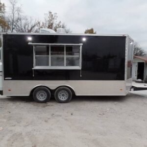 8.5' x 16' Black Catering Concession Food Trailer With Appliances