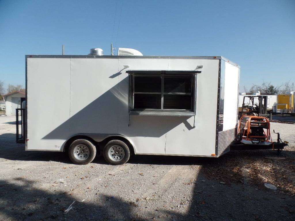 8.5′ x 16′ White Concession Food Trailer With Appliances