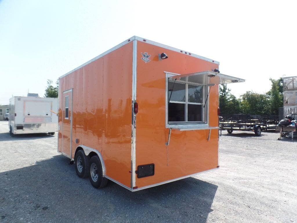 8.5′ x 16′ Concession Food Trailer Orange With Appliances — photo 3