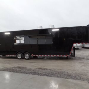 8.5' x 34' Black Goose Neck Concession Food Trailer