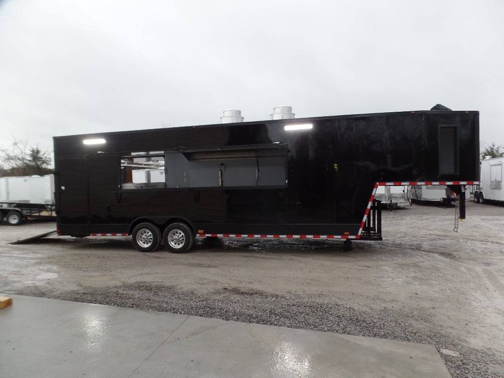 8.5′ x 34′ Black Goose Neck Concession Food Trailer
