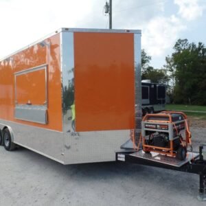 8.5 x 20 orange concession trailer with wide 6-foot window - view 4