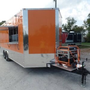 8.5 x 20 orange concession trailer with wide 6-foot window - view 8