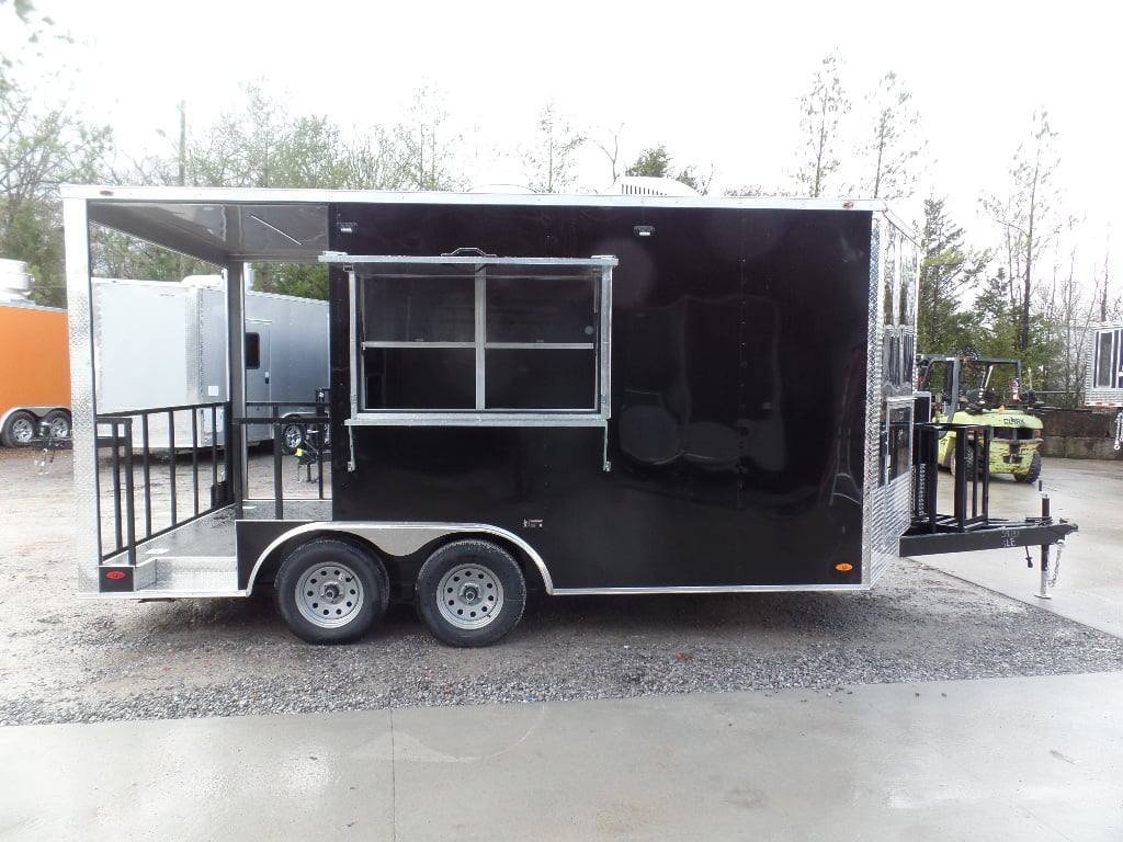 8.5′ x 16′ Black Porch Style Concession Food Trailer