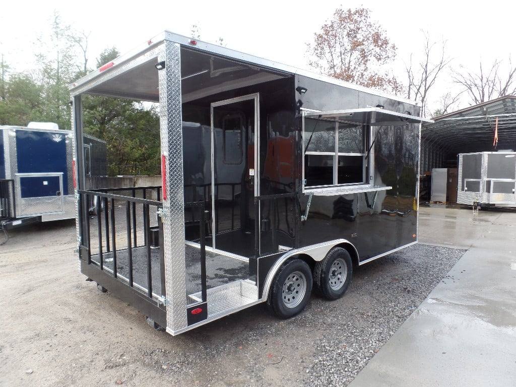 8.5′ x 16′ Black Porch Style Concession Food Trailer — photo 4