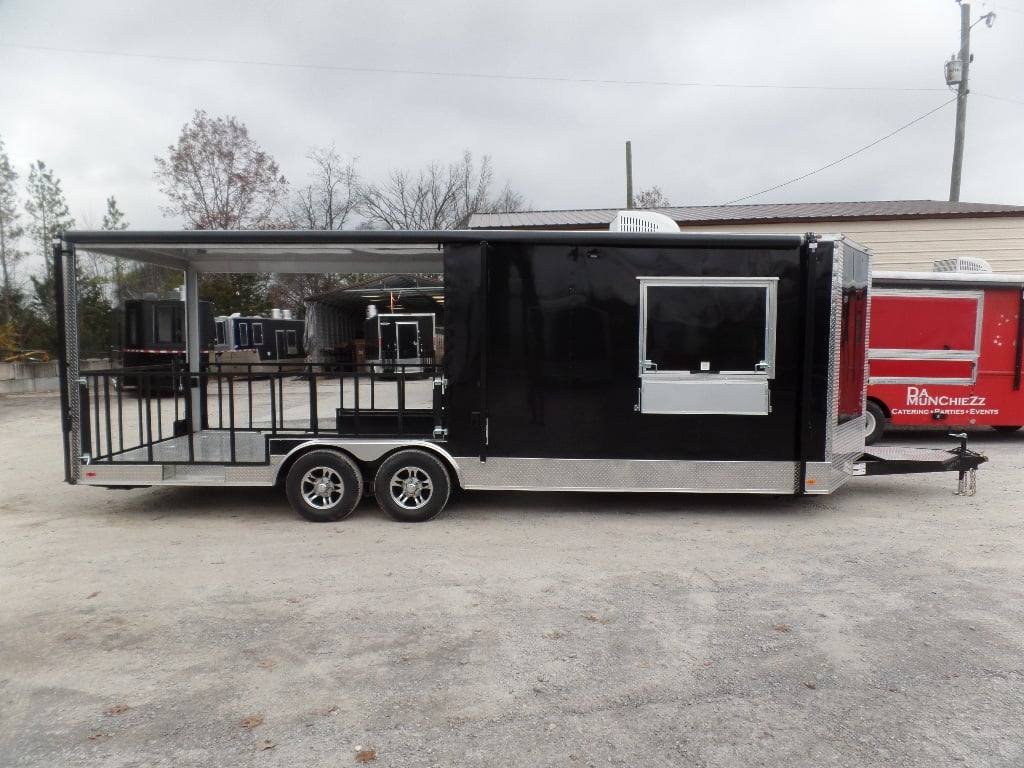 8.5′ x 24′ Black BBQ Porch Style Concession Food Trailer — photo 3