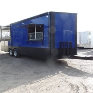 8.5' x 22' Cobalt Blue BBQ Porch Concession Food Trailer