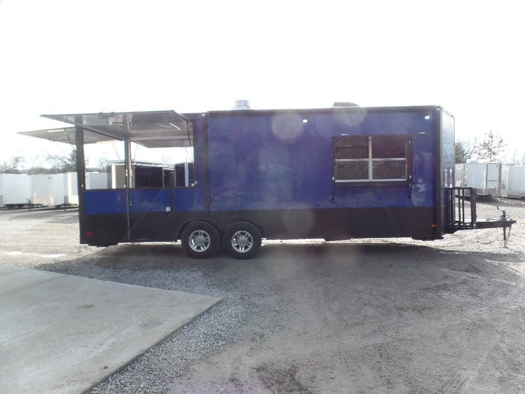 8.5′ x 22′ Cobalt Blue BBQ Porch Concession Food Trailer — photo 4