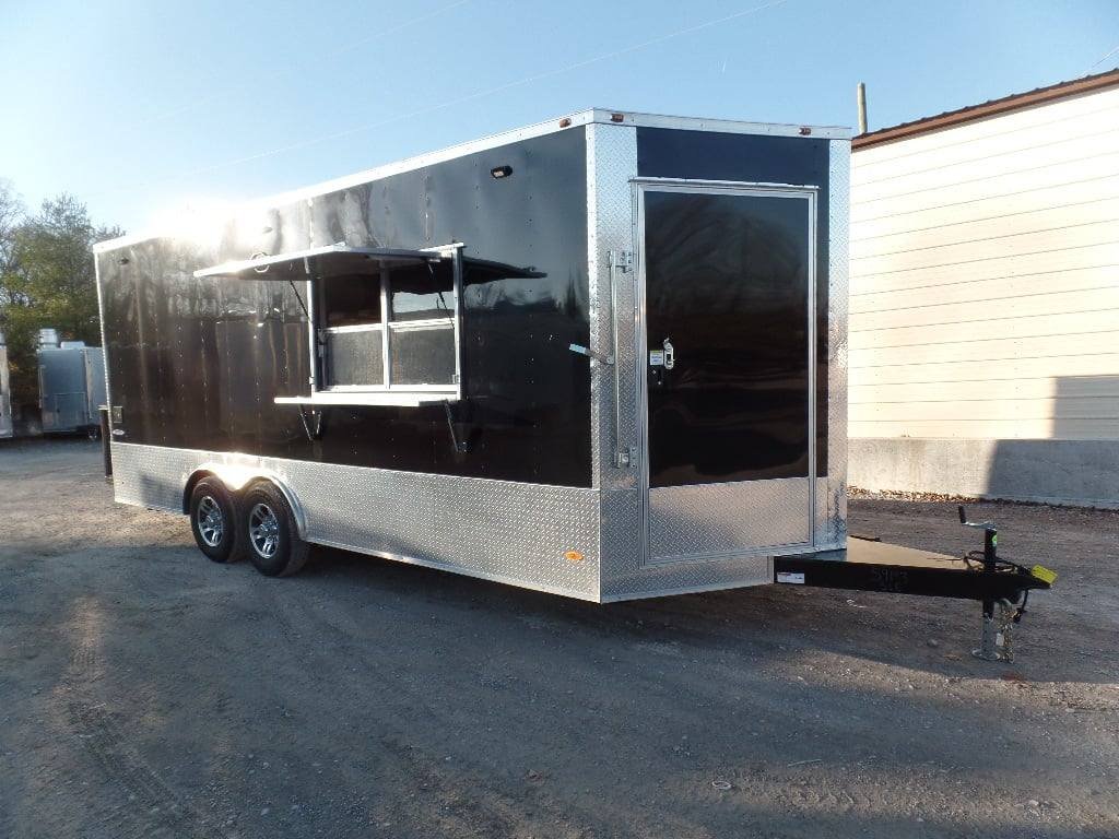 8.5′ x 20′ Black Concession Food Trailer With Appliances
