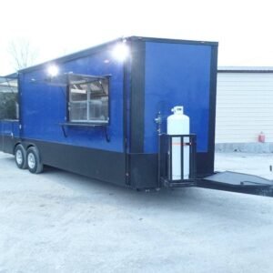 8.5' x 22' Cobalt Blue BBQ Porch Concession Food Trailer With Appliances