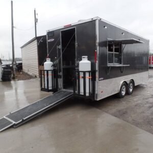 8.5' x 20' Charcoal Grey Concession Food Trailer With Appliances