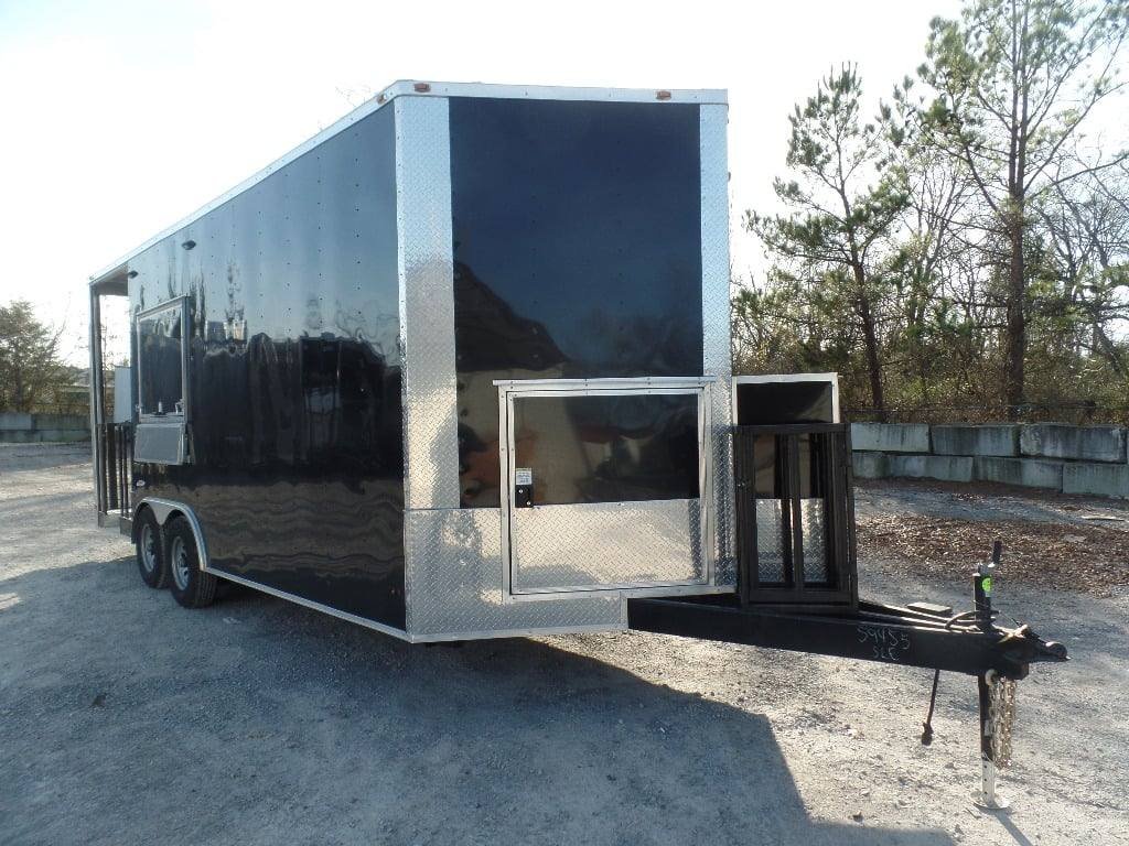 8.5′ x 20′ Black BBQ Porch Concession Food Trailer — photo 3