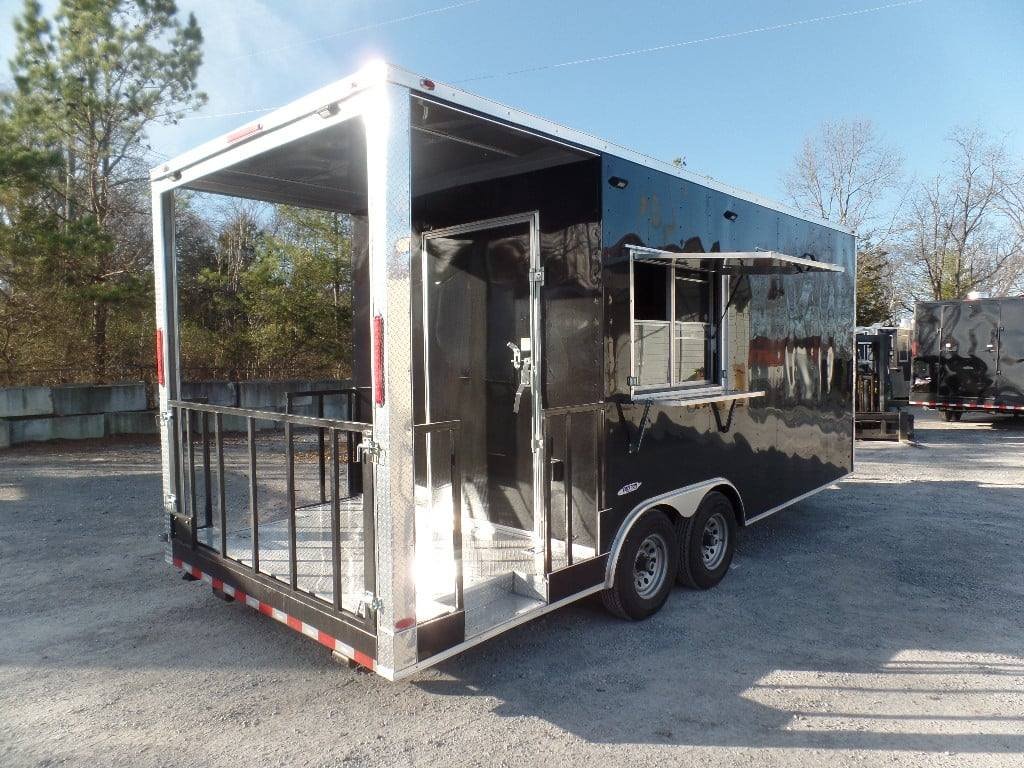 8.5′ x 20′ Black BBQ Porch Concession Food Trailer