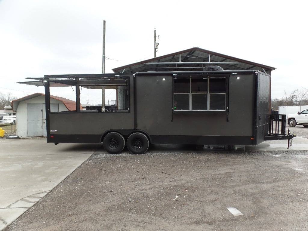 8.5′ x 24′ Charcoal Grey Concession BBQ Porch Food Trailer