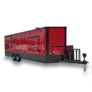 8.5' x 26' Red & Black BBQ Porch Concession Trailer With Appliances