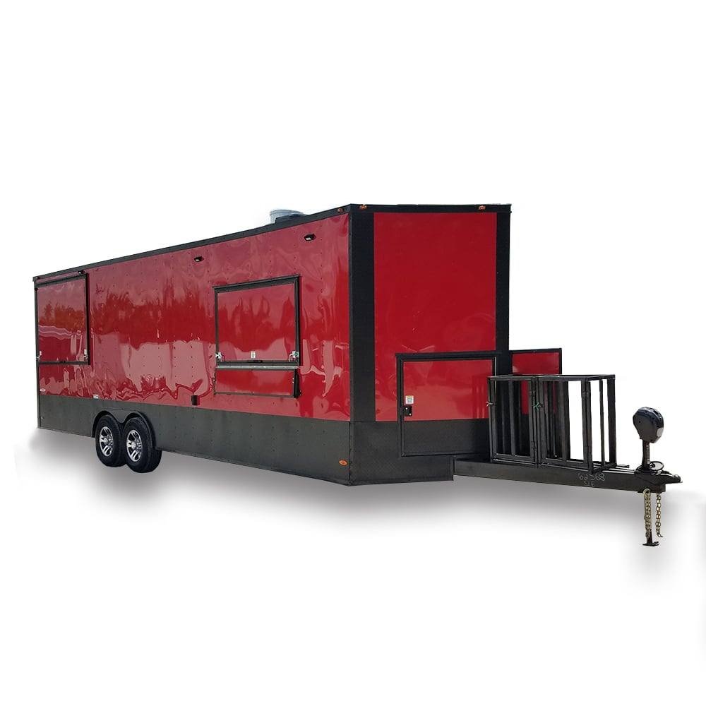 8.5′ x 26′ Red & Black BBQ Porch Concession Trailer With Appliances