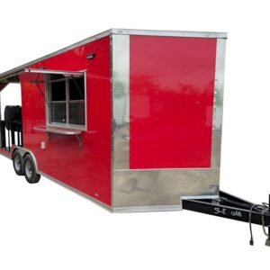 Concession Trailer 8.5' X 20' Red BBQ Smoker Event Catering