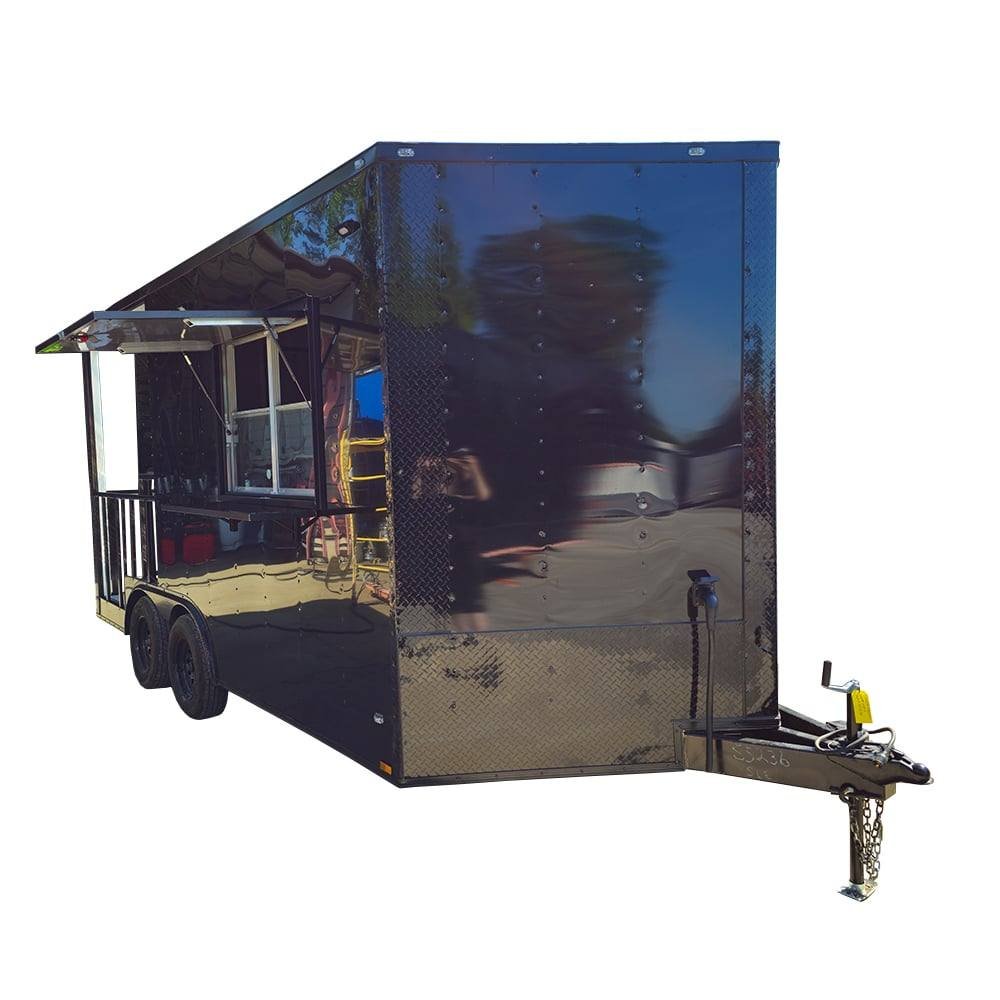 Concession Trailer 8.5′ X 16′ Black Food Event Catering BBQ Porch