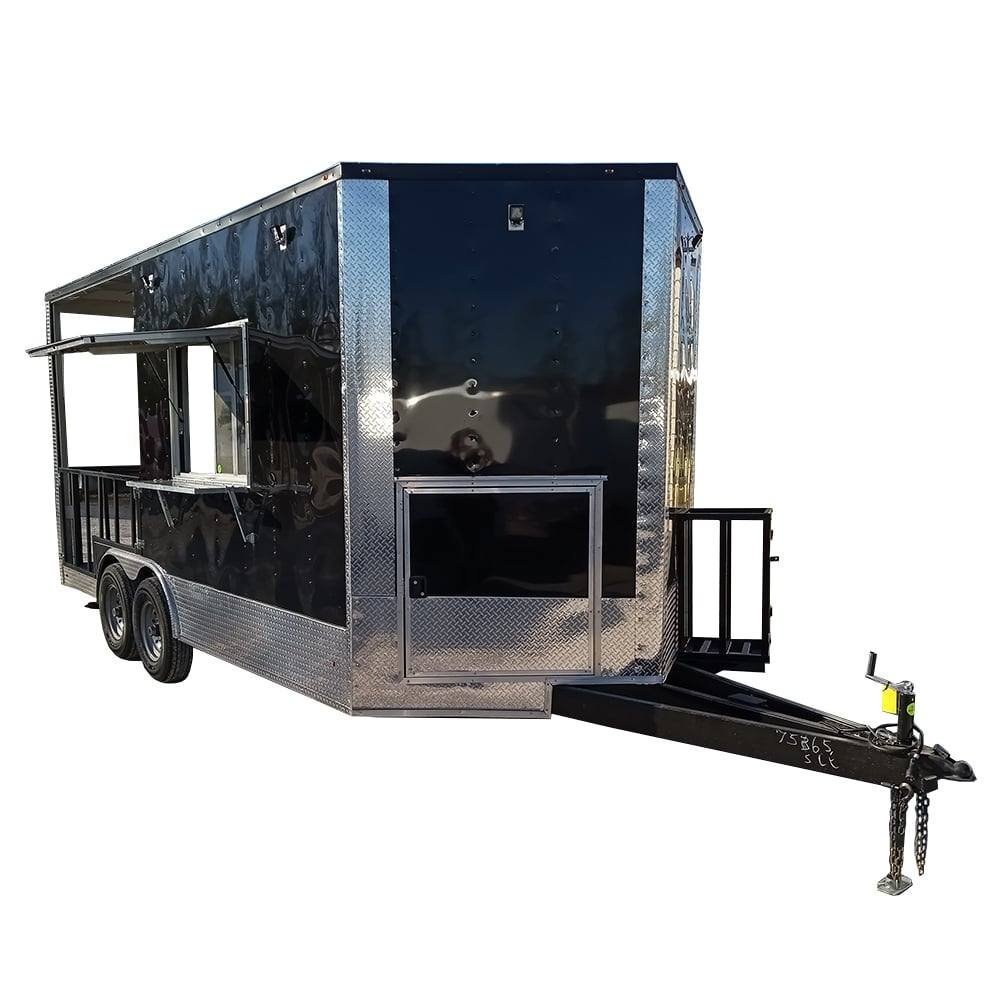 8.5′ x 18′ Black BBQ Porch Food Vending Concession Trailer