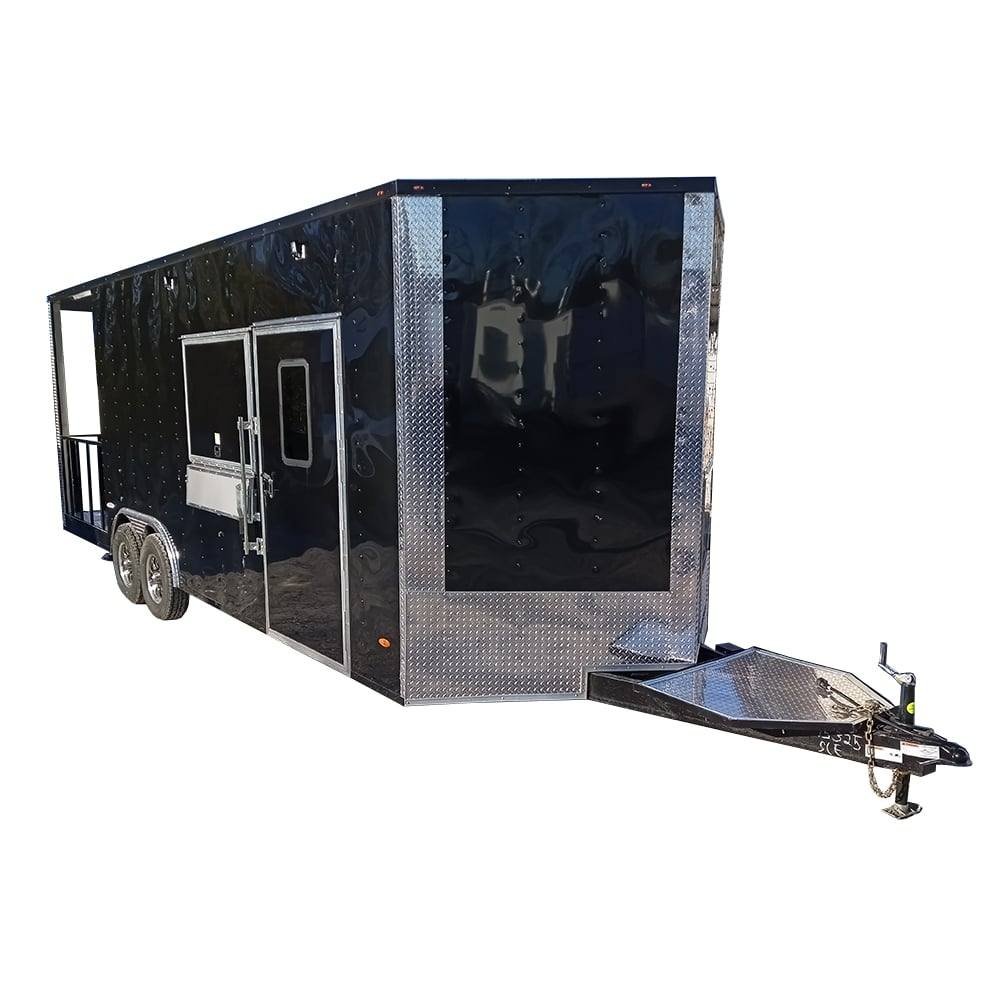 Concession Trailer 8.5′ X 24′ Black Pizza Event Catering
