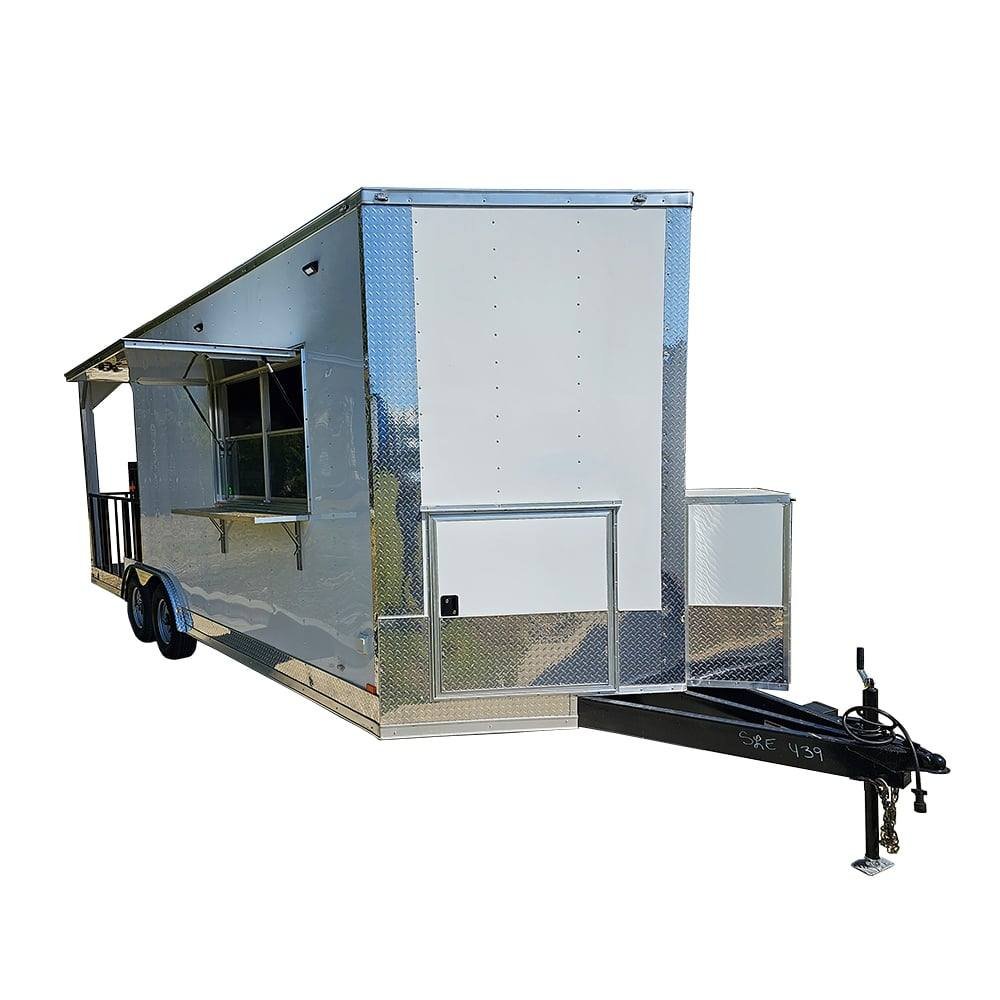 8.5′ X 22′ White Concession Trailer BBQ Porch Food Event Catering