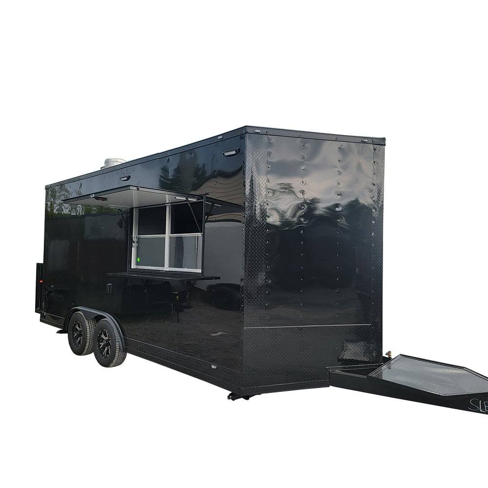 8.5′ X 17′ Custom Concession Trailer Black Food Event Catering