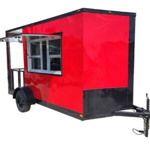 Concession Trailer 7'x12' Red Patio Food Serving Merchandising