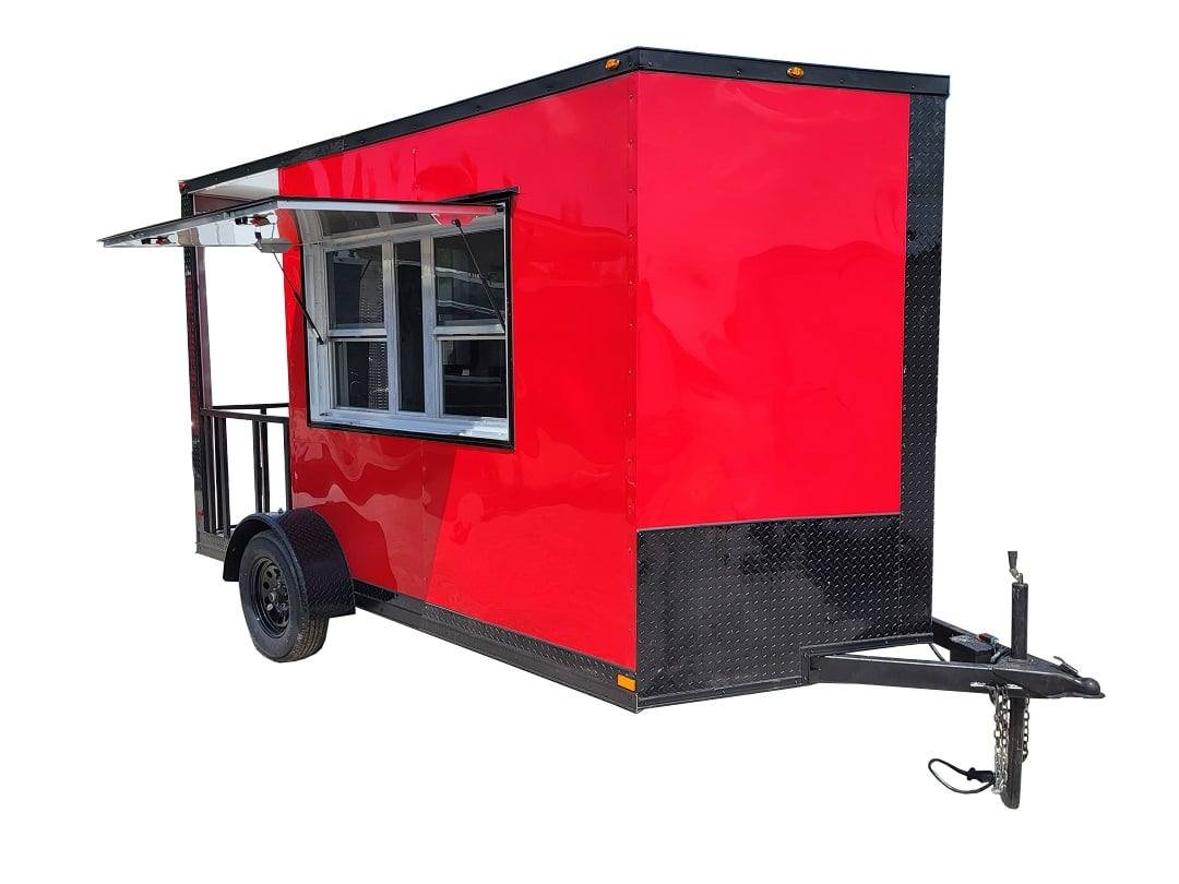 Concession Trailer 7’x12′ Red Patio Food Serving Merchandising