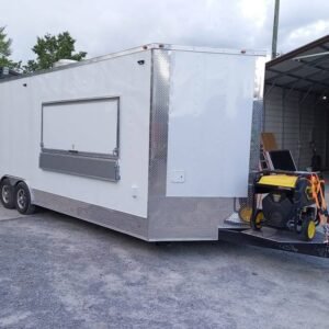 8.5' x 24' White V-Nose Concession Trailer with Appliances
