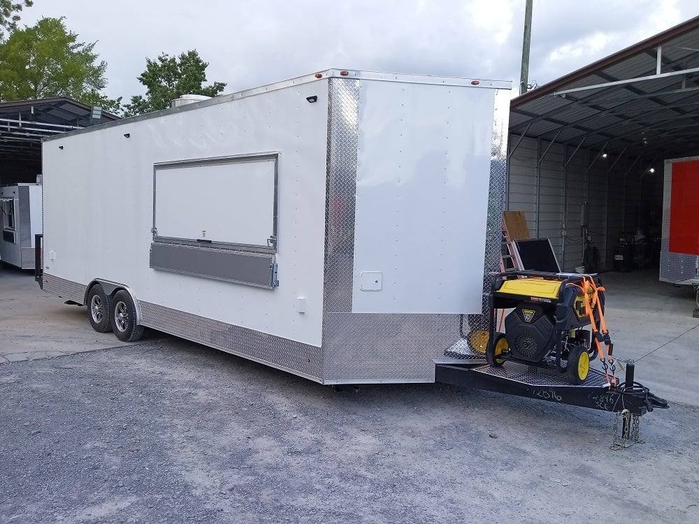 8.5′ x 24′ White V-Nose Concession Trailer with Appliances