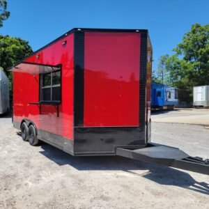 8.5' X 18' Red W/ Blackout Concession Trailer Food Event Catering